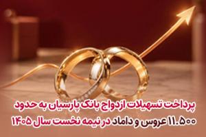 پرداخت تسهیلات ازدواج بانک پارسیان به حدود 11 هزار و 500 عروس و داماد در نیمه نخست سال 1405