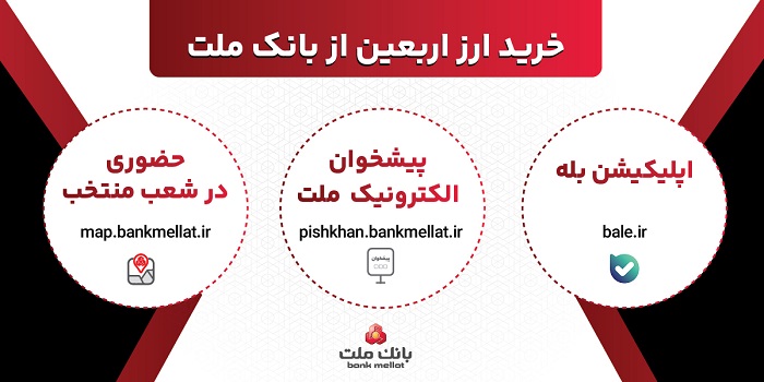افزایش ظرفیت پذیرش مشتریان در بانك ملت برای فروش حضوری و غیرحضوری ارز اربعین